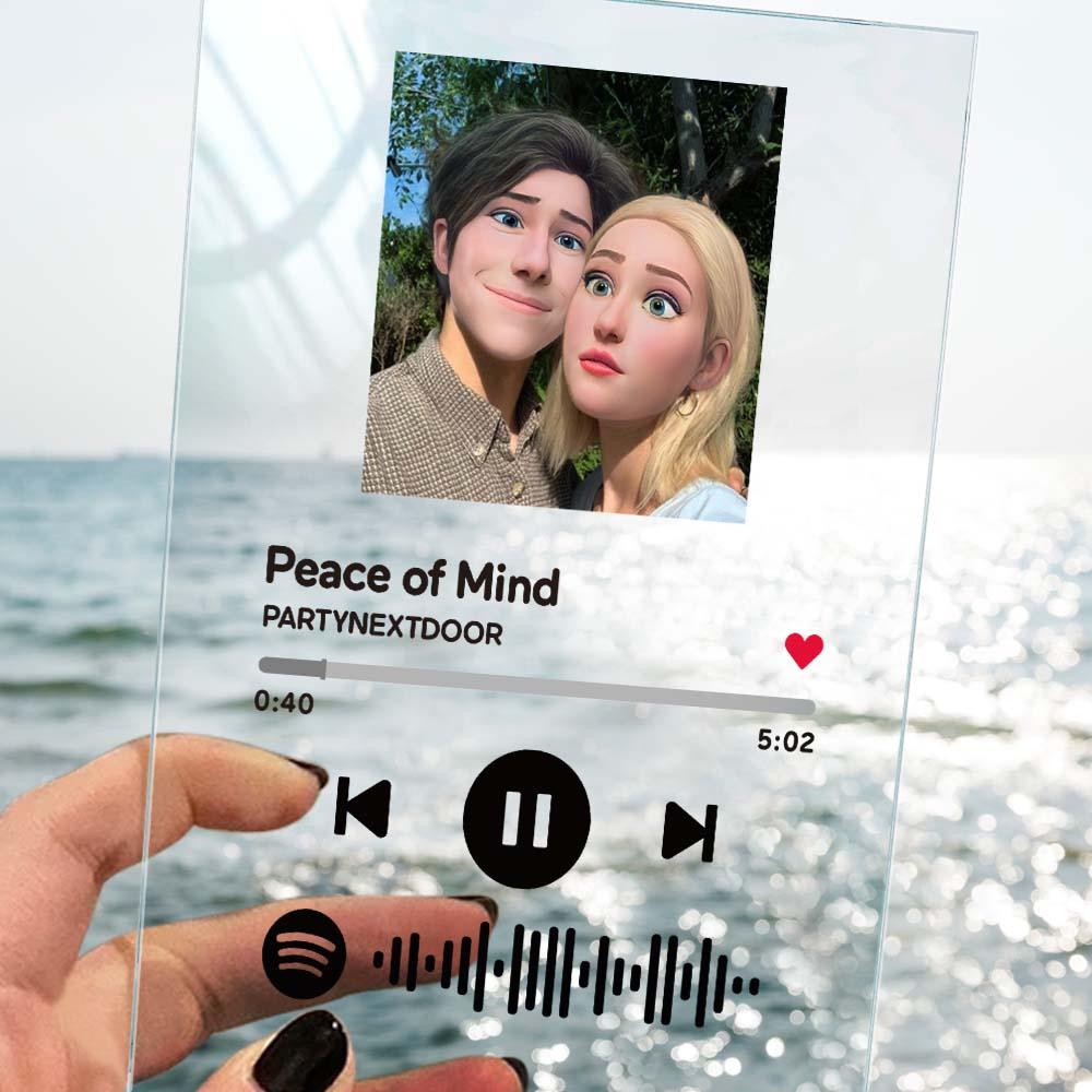 Scannable Music Code Comic Filter Plaque Keychain Music and Photo Acrylic Gifts for Couple