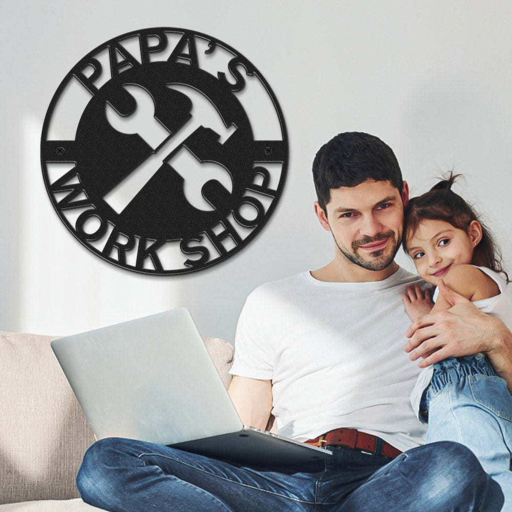 Custom Father's Day Metal Sign Personalised LED Lights Wall Art Decor Gift for Dad