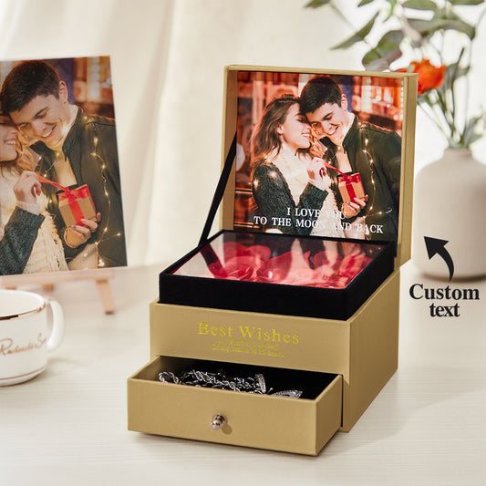 Custom Photo & Text Best Wishes Rose Gold Jewelry Box – Valentine’s & Anniversary Gift
