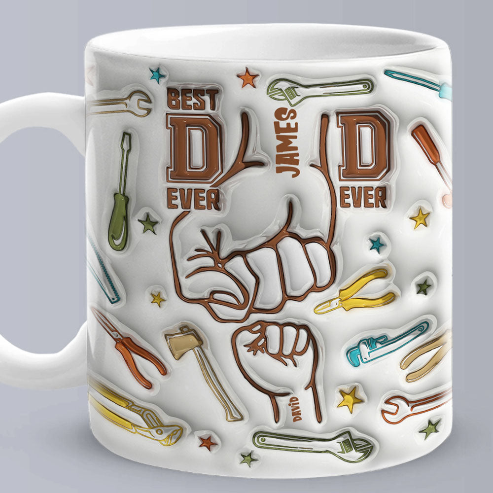 Personalised Names Custom 1-6 Kids 3D Inflated Effect Printed Mug - Perfect Father's Day Gift