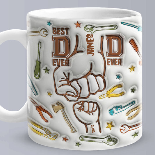 Personalised Names Custom 1-6 Kids 3D Inflated Effect Printed Mug - Perfect Father's Day Gift
