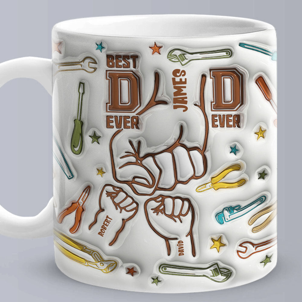 Personalised Names Custom 1-6 Kids 3D Inflated Effect Printed Mug - Perfect Father's Day Gift