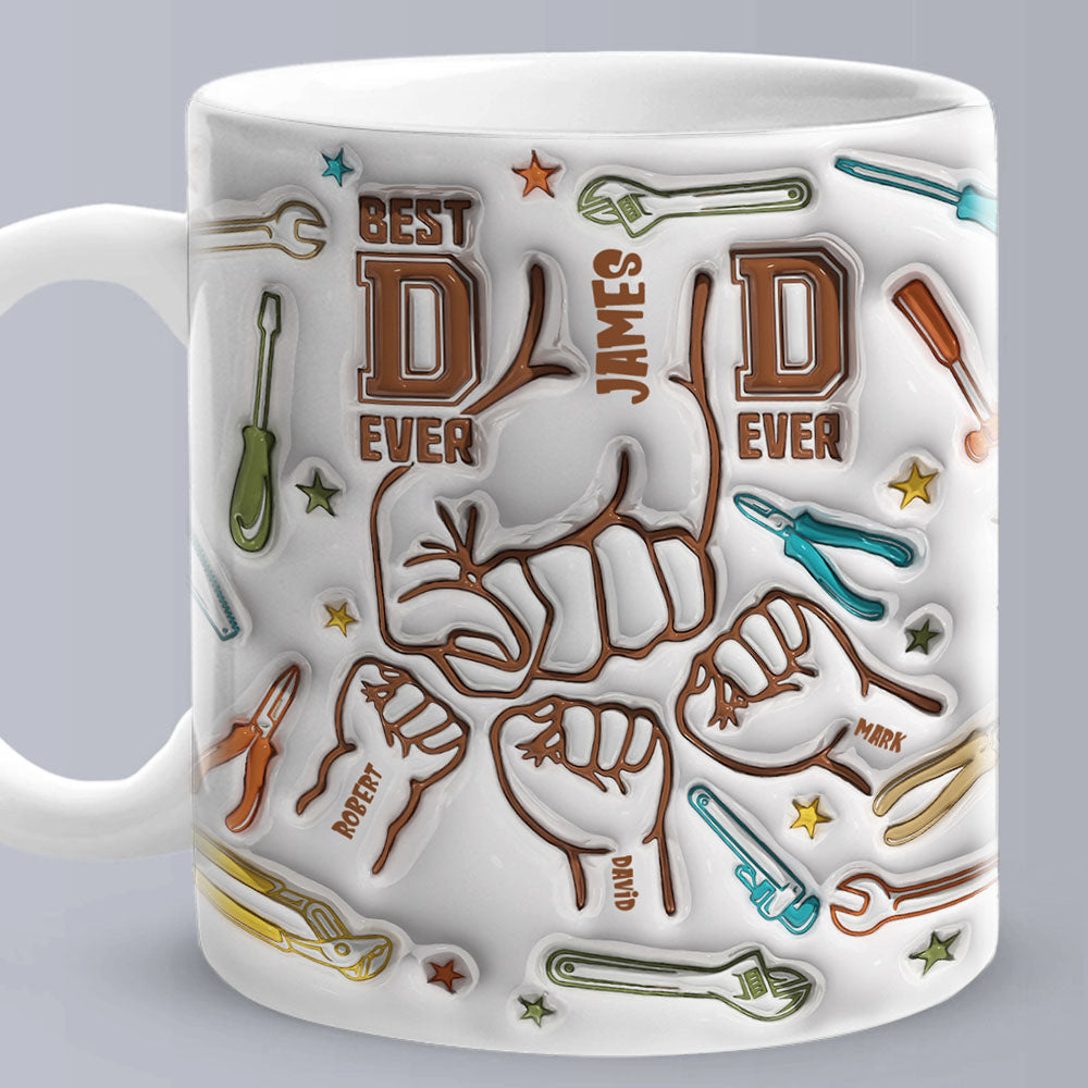 Personalised Names Custom 1-6 Kids 3D Inflated Effect Printed Mug - Perfect Father's Day Gift