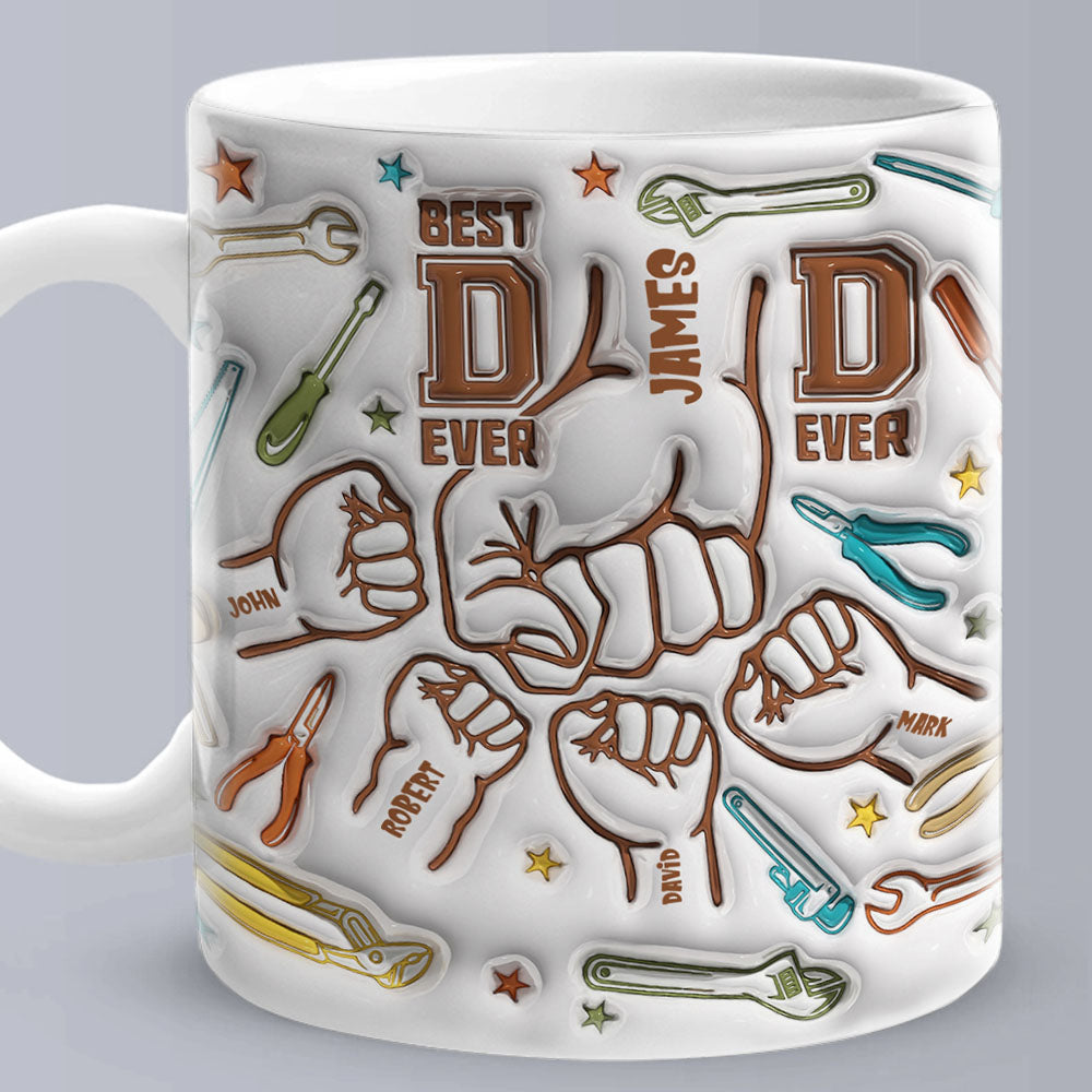 Personalised Names Custom 1-6 Kids 3D Inflated Effect Printed Mug - Perfect Father's Day Gift