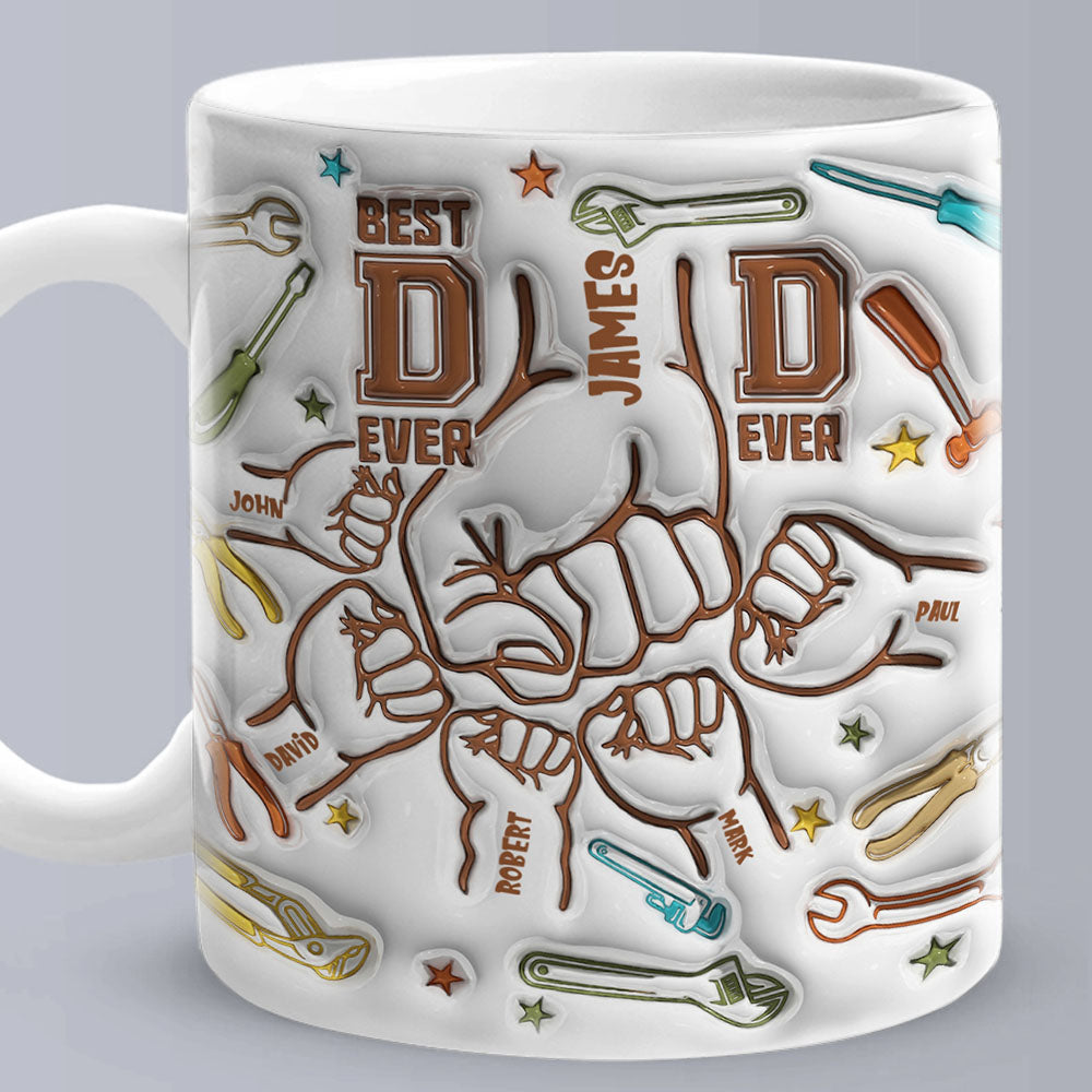 Personalised Names Custom 1-6 Kids 3D Inflated Effect Printed Mug - Perfect Father's Day Gift