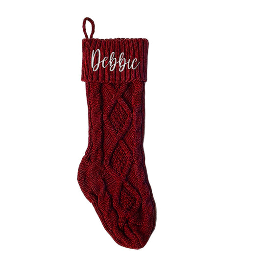 Personalised Christmas Stocking with Name Knitted Xmas Stockings Decoration