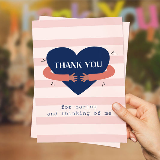 Thank You Card Thank You For Caring and Thinking Of Me Heart Birthday Gifts