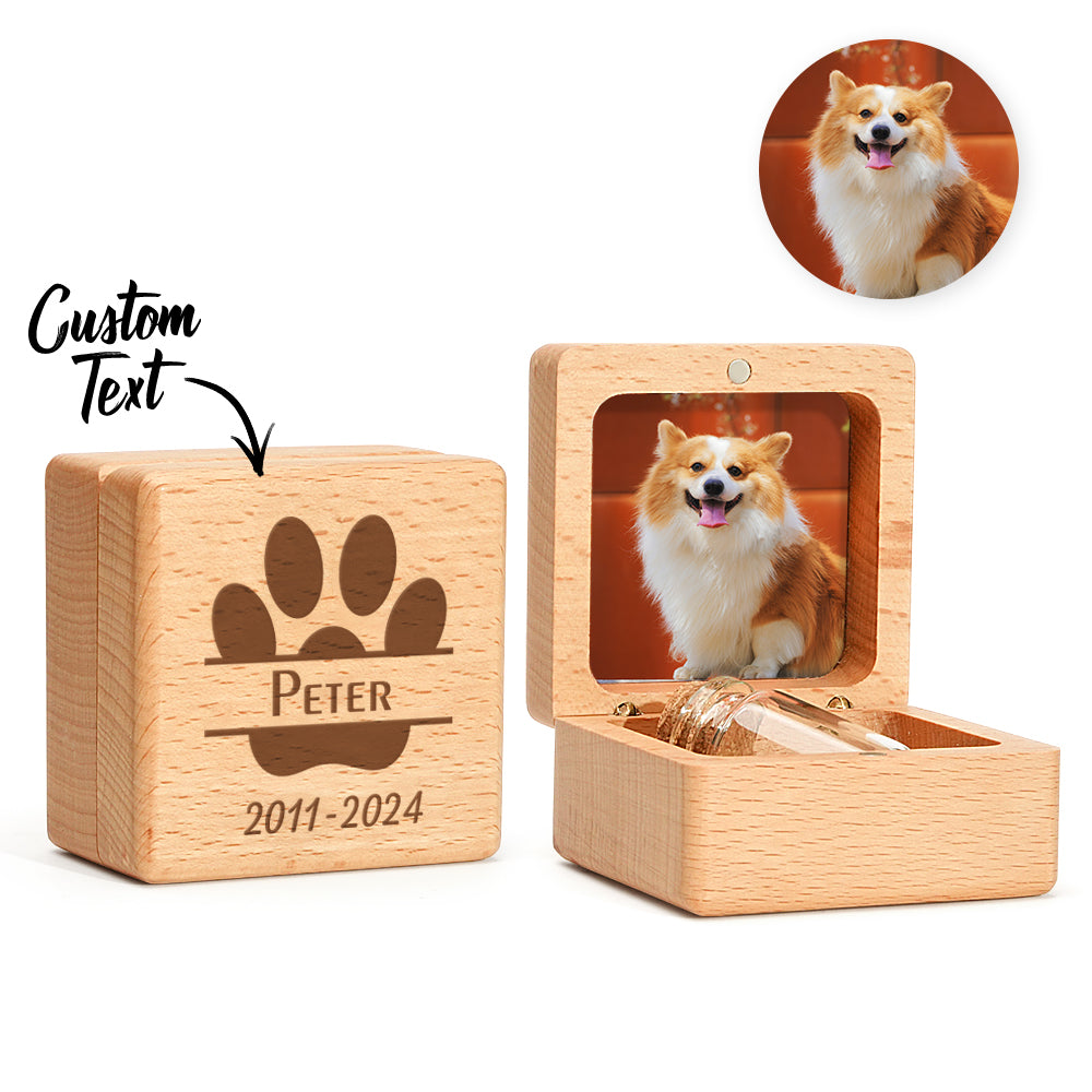 Personalised Pet Fur Wooden Keepsake Box Loss of Pet Memorial Gift for Pet Owner