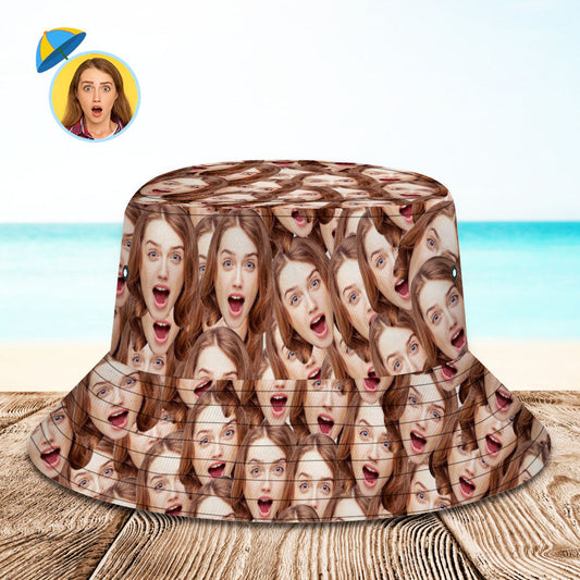 Custom Bucket Hat Unisex Face Mash Bucket Hat Personalise Beach Sports Hat with Pet Face