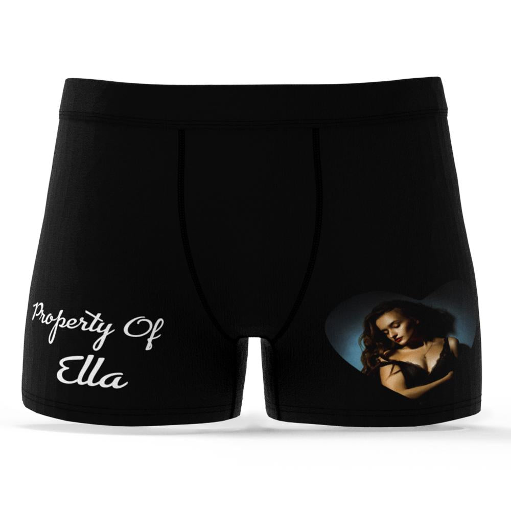 Custom Face Photo Engraving Underwear and Socks Set Love Heart Boxer Shorts Valentine's Day