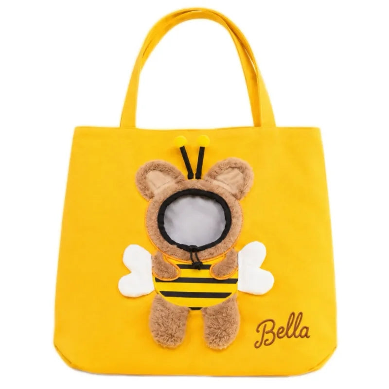 Personalised Pet Carrier Sling Bag with Custom Name | Breathable Canvas Shoulder Bag for Small Dogs & Cats