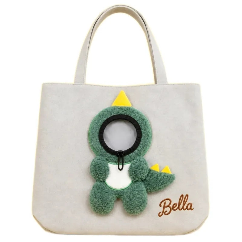Personalised Pet Carrier Sling Bag with Custom Name | Breathable Canvas Shoulder Bag for Small Dogs & Cats