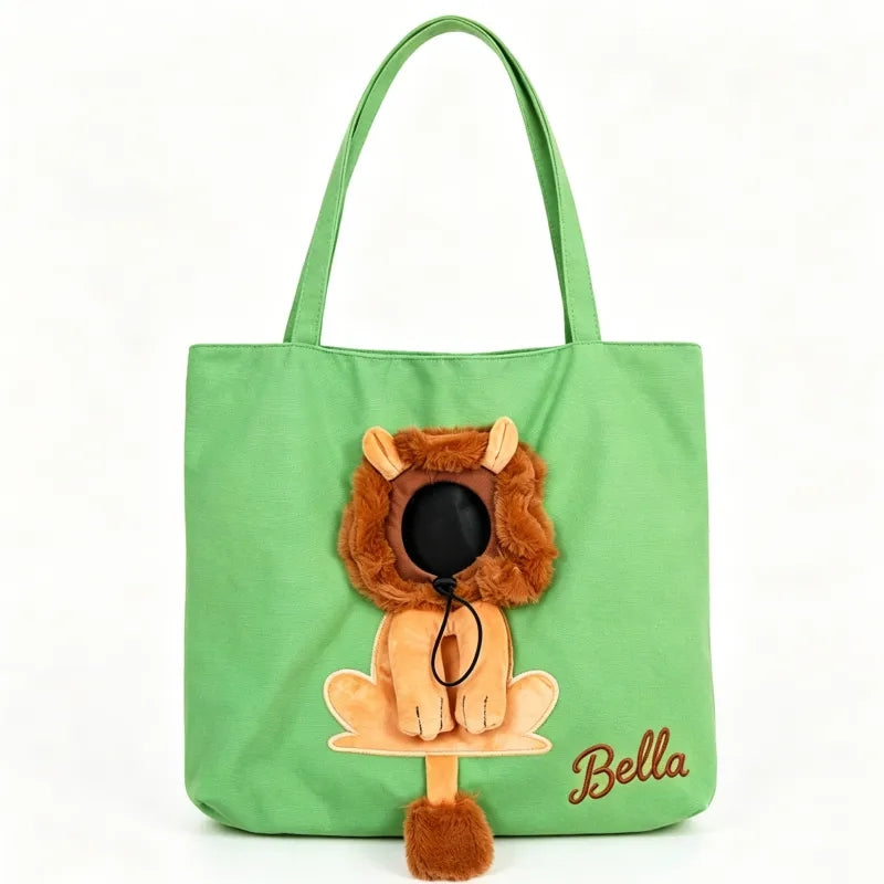 Personalised Pet Carrier Sling Bag with Custom Name | Breathable Canvas Shoulder Bag for Small Dogs & Cats