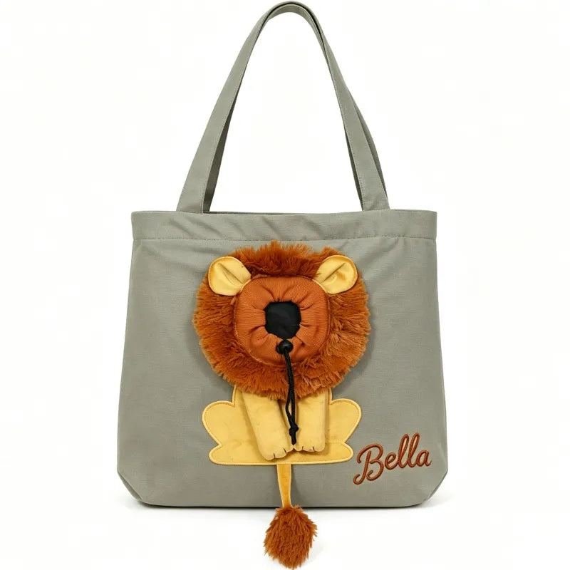 Personalised Pet Carrier Sling Bag with Custom Name | Breathable Canvas Shoulder Bag for Small Dogs & Cats