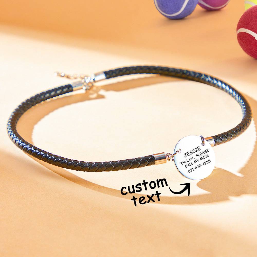 Personalised Collar Engraved Metal Pendant Leather Pet Collar Lovely Pet Gift for Pet Lovers