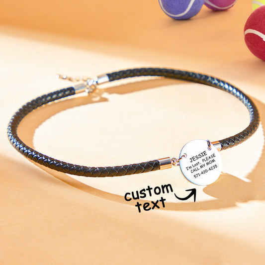 Personalised Collar Engraved Metal Pendant Leather Pet Collar Lovely Pet Gift for Pet Lovers
