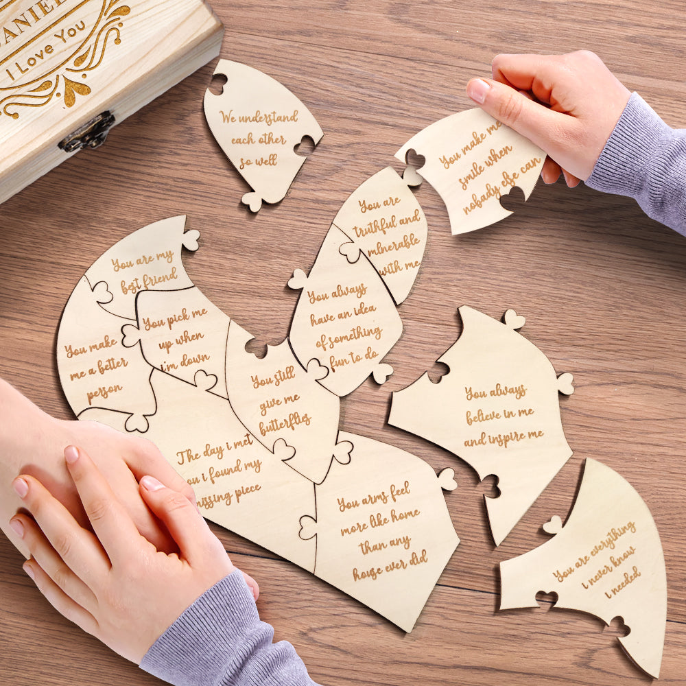 Personalised Wooden Puzzle with Box Reasons Why I Love You Unique Gift for Lover