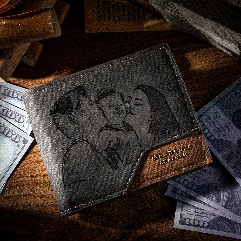 Personalised Photo Wallet Bronzing Simplicity Men's Wallet Gifts For Dad