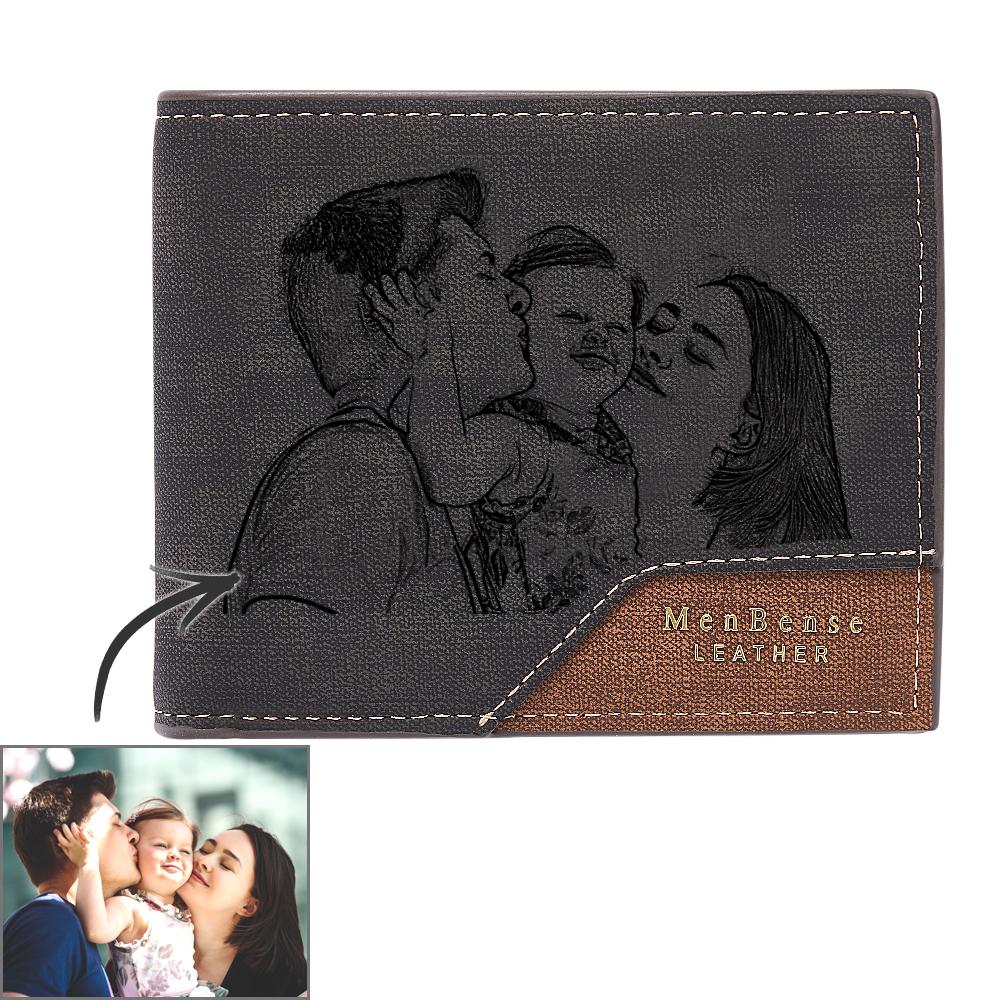 Personalised Photo Wallet Bronzing Simplicity Men's Wallet Gifts For Dad