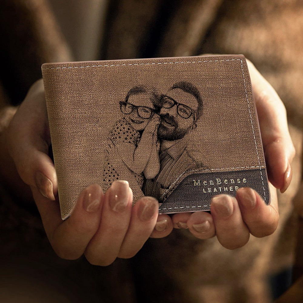 Personalised Photo Wallet Bronzing Simplicity Men's Wallet Gifts For Dad