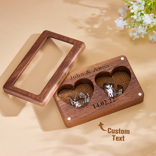 Engraved Love Ring Box Personalised Visible Jewelry Packaging Box for Couples