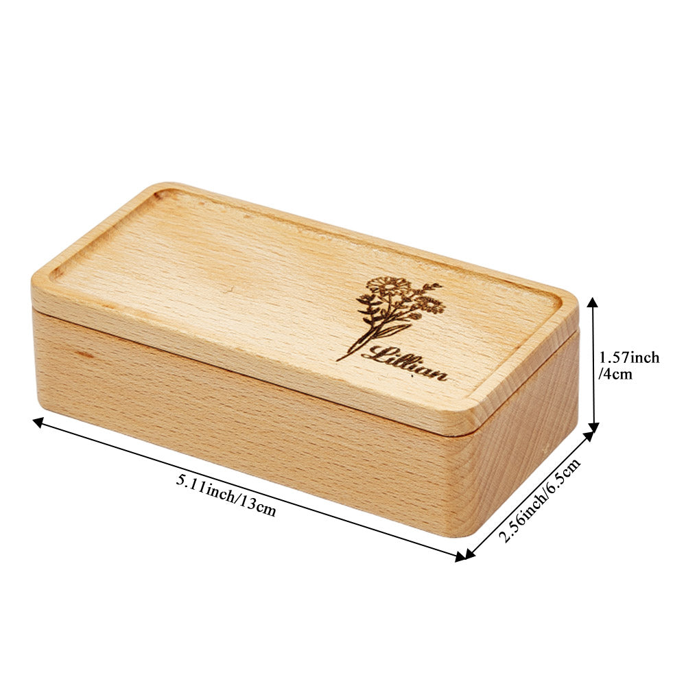 Personalised Birth Flower Jewellery Box Custom Name Jewellery Organiser Gift for Her