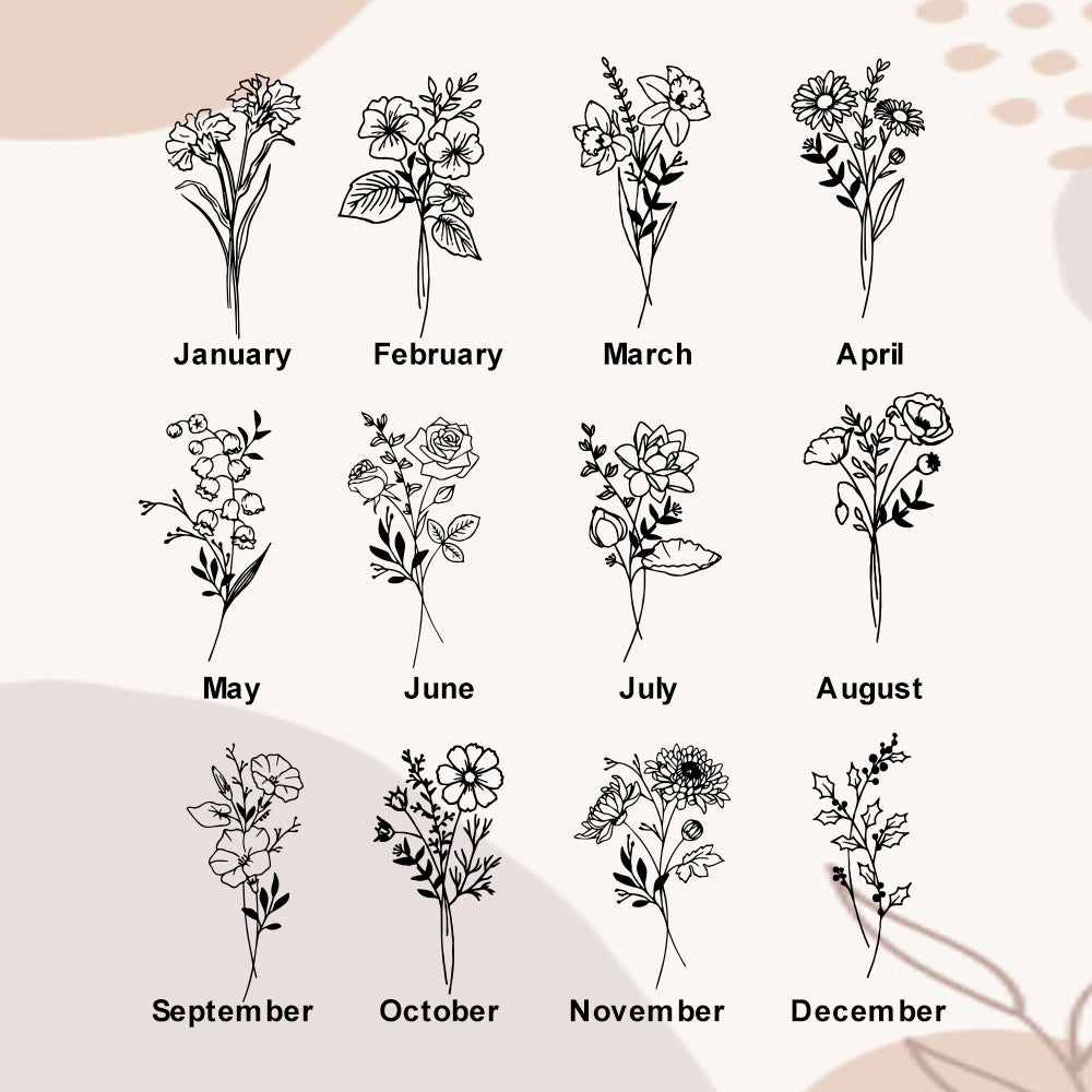 Personalised Birth Flower Jewellery Box Custom Name Jewellery Organiser Gift for Her