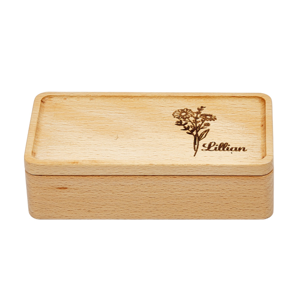 Personalised Birth Flower Jewellery Box Custom Name Jewellery Organiser Gift for Her