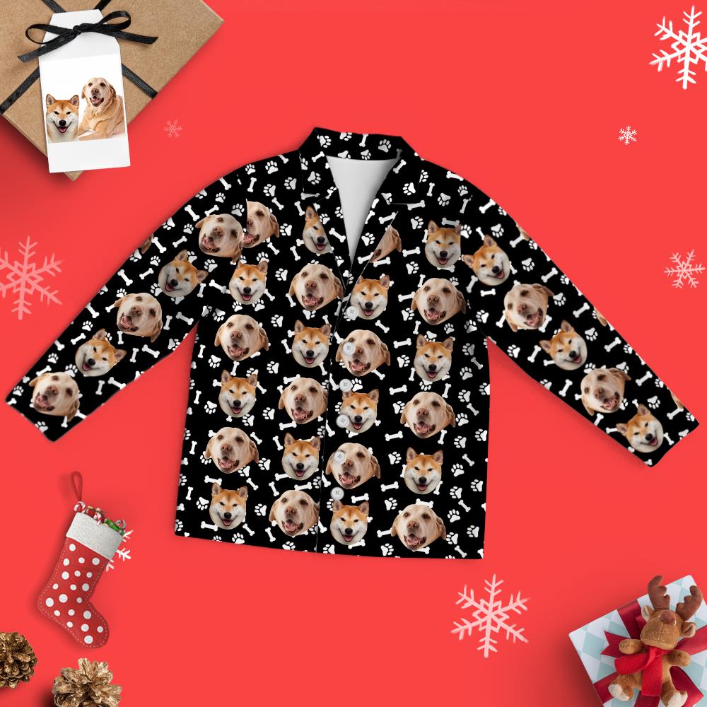 Custom Face Pajamas Family Set - Dog face and bones