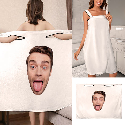 Custom Face Wrap Towel Dress Personalised Bathrobe Bath Towel