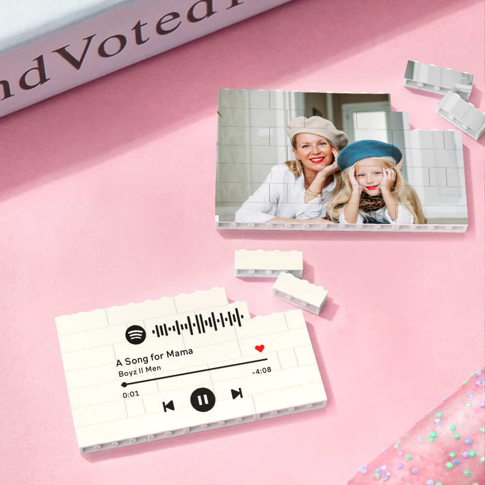 Custom Photo Block With Scannable Spotify Code Gifts for Mum