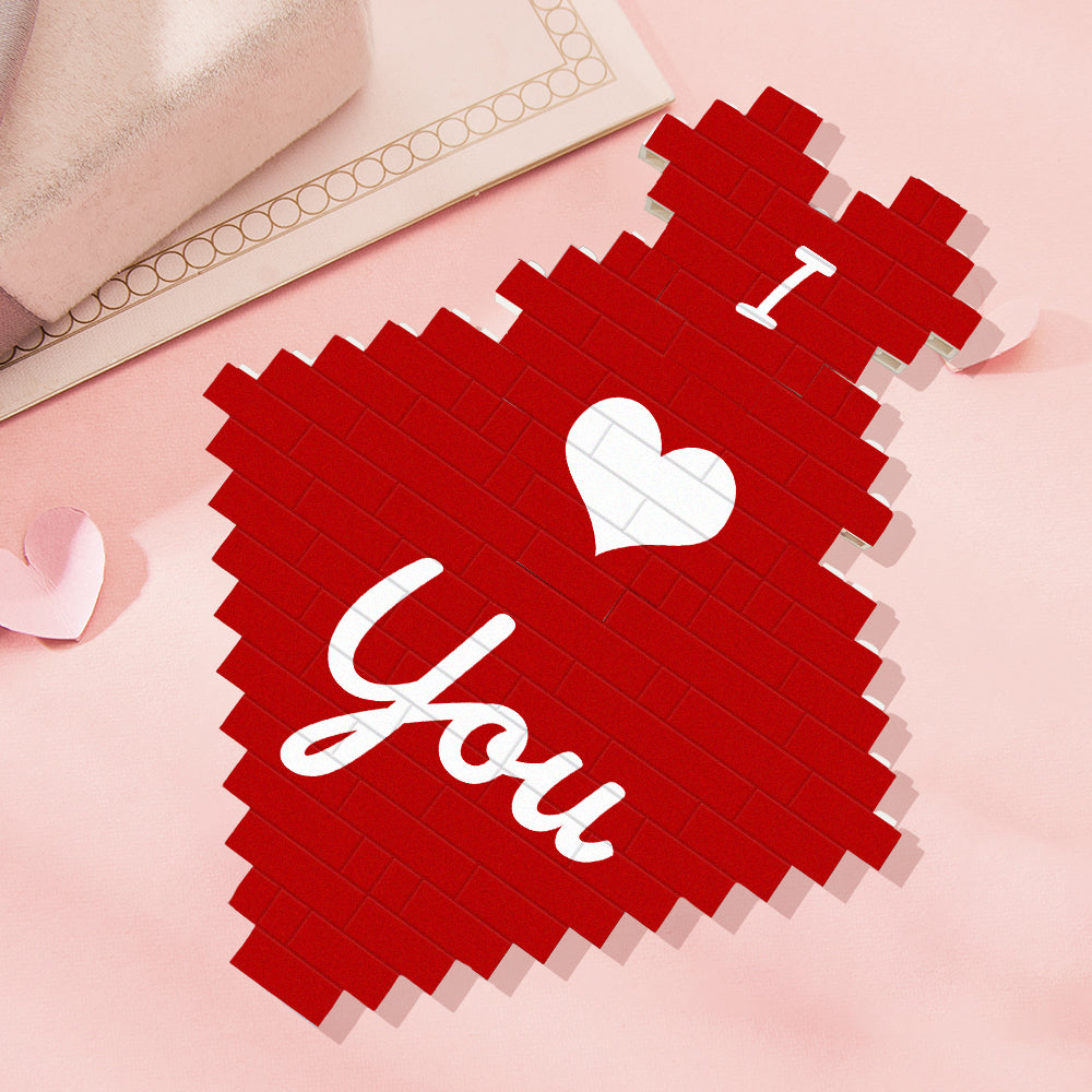 Custom 3PCS Building Brick Puzzles Personalised Heart Shaped Block Gift