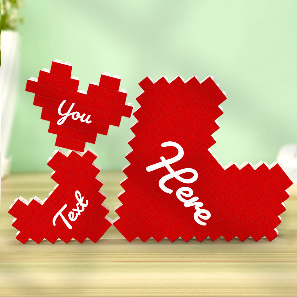 Custom 3PCS Building Brick Puzzles Personalised Heart Shaped Block Gift