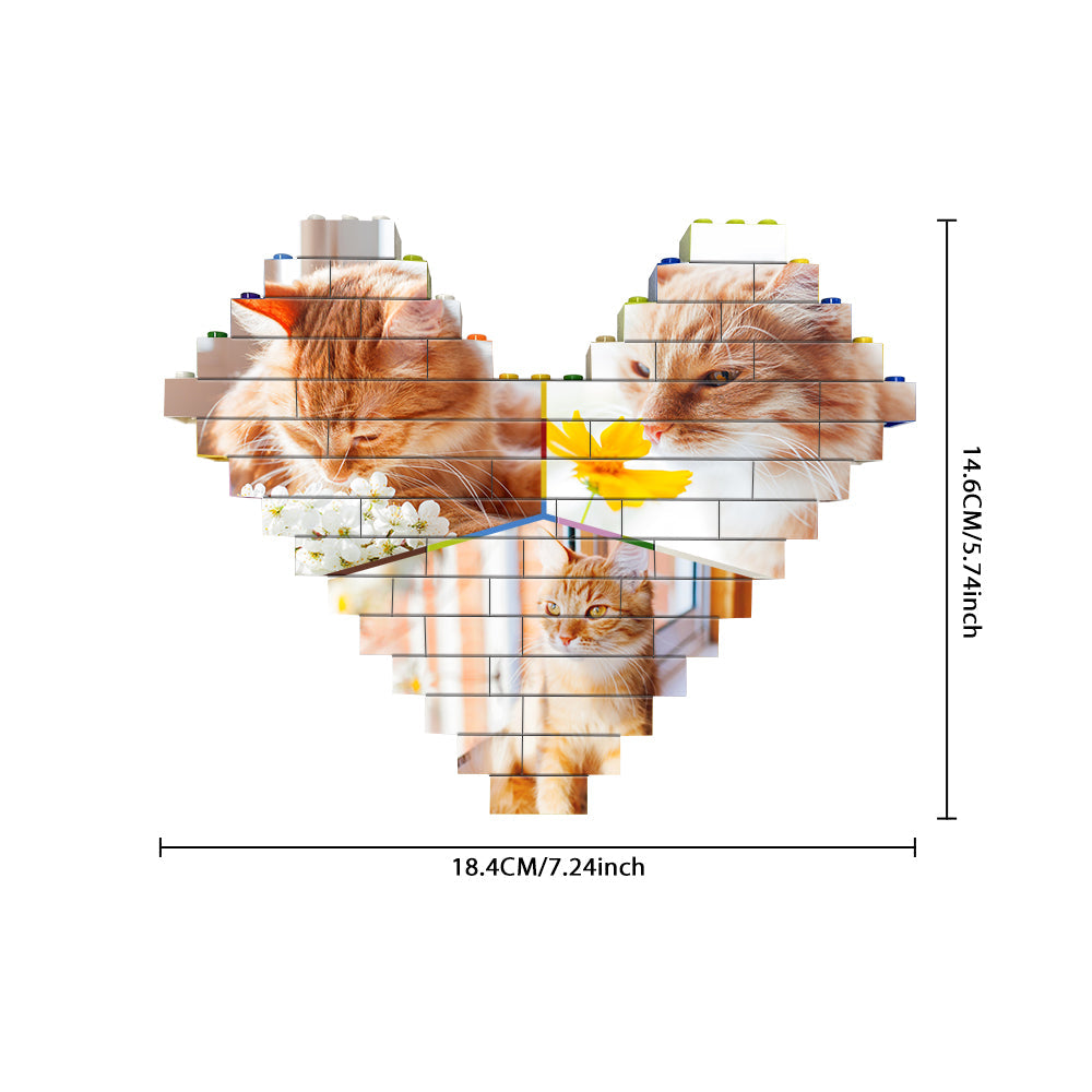 Personalised Colors Building Brick Custom Collage Photo Block Heart Shaped Brick Puzzles Gifts