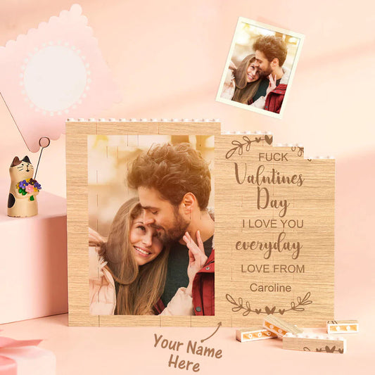 Customised Building Block Puzzle Horizontal Trio Photo Brick Valentine Gift I love You Every Day