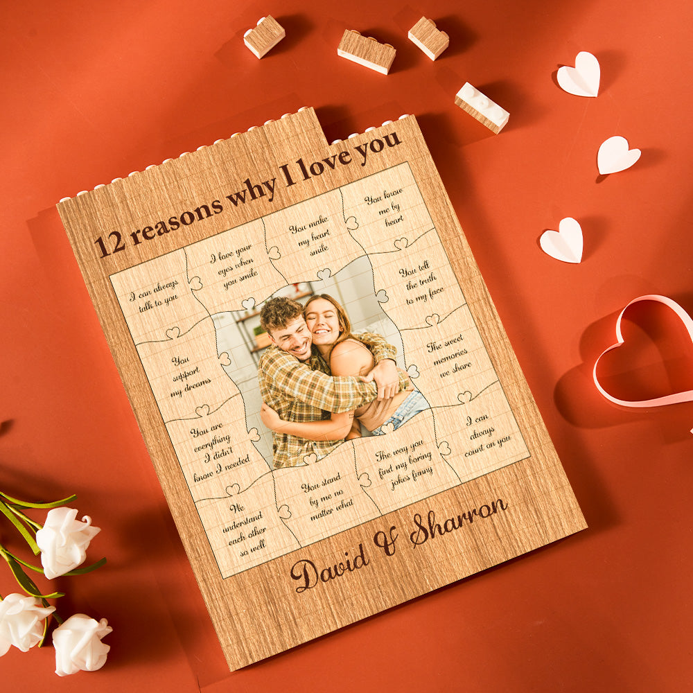 Customised Building Block Puzzle Vertical Building Photo Brick for Lover 12 Reasons Why I Love You