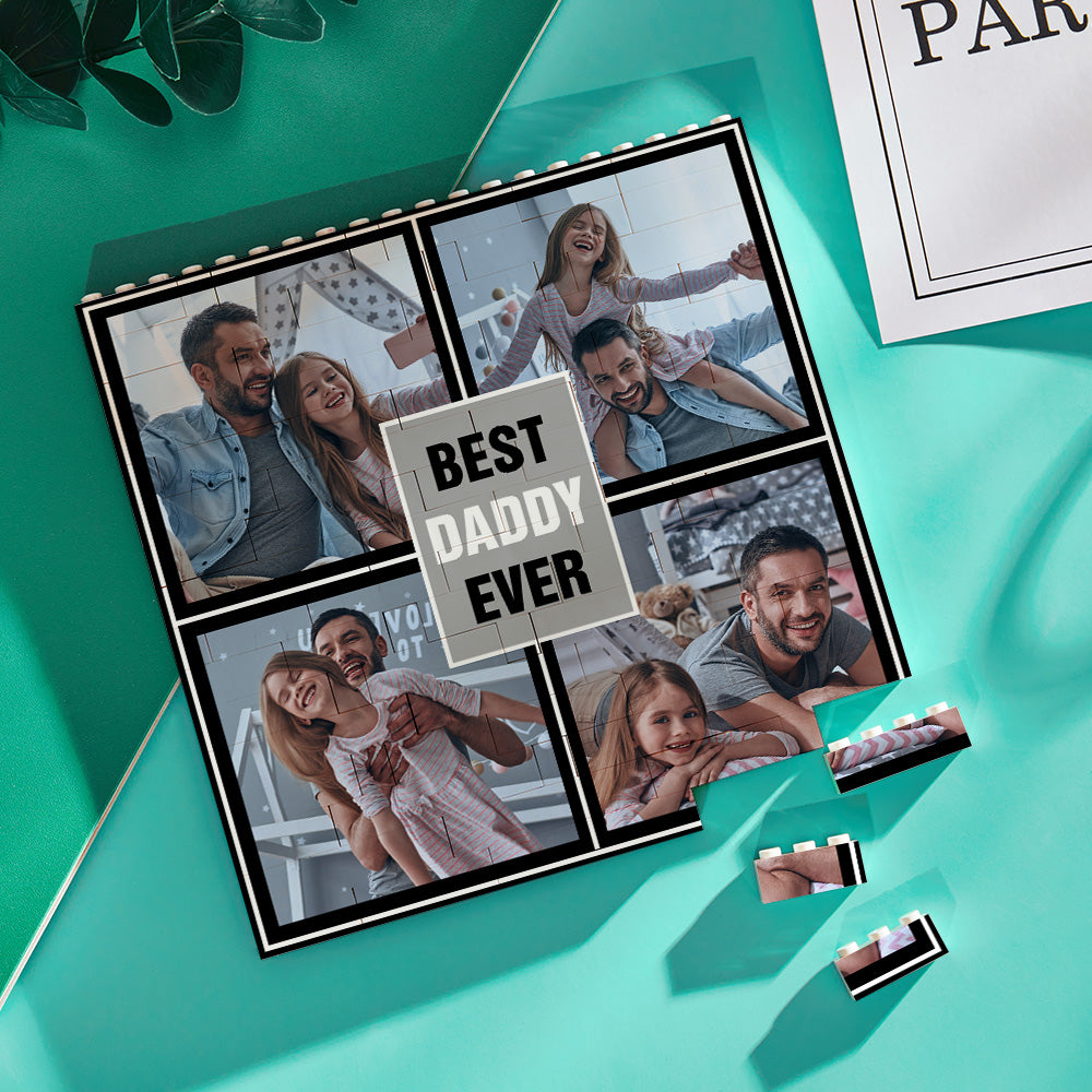 Personalised Building Block Puzzle Square Photo Brick Best Daddy Ever