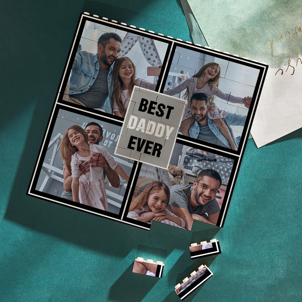 Personalised Building Block Puzzle Square Photo Brick Best Daddy Ever