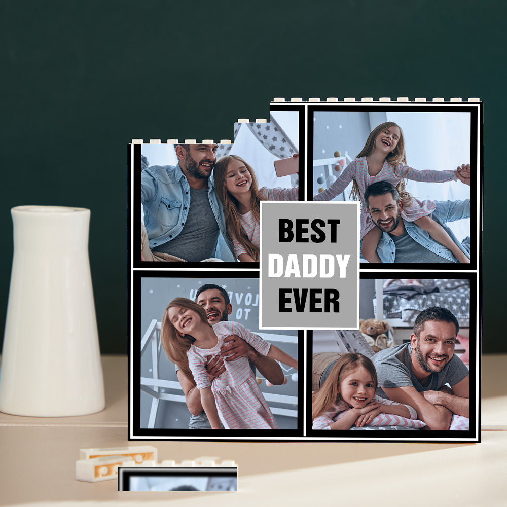 Personalised Building Block Puzzle Square Photo Brick Best Daddy Ever