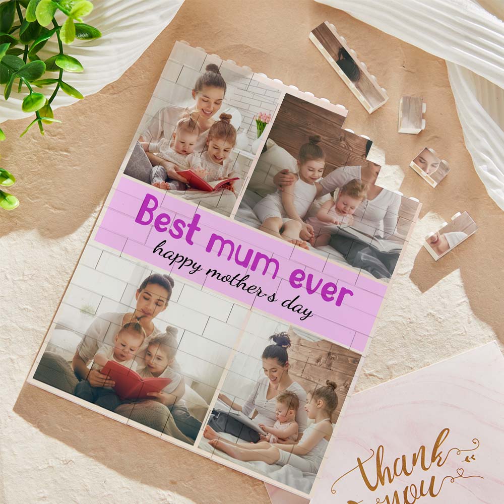 Customised Building Block Puzzle Vertical Building Photo Brick Happy Child Mother's Day Gifts