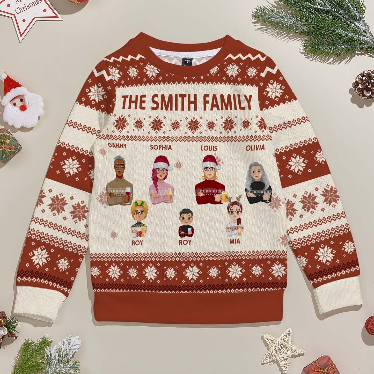 Personalized Christmas Cartoon Ugly Sweater Unisex Sweater Christmas Gift for Kids