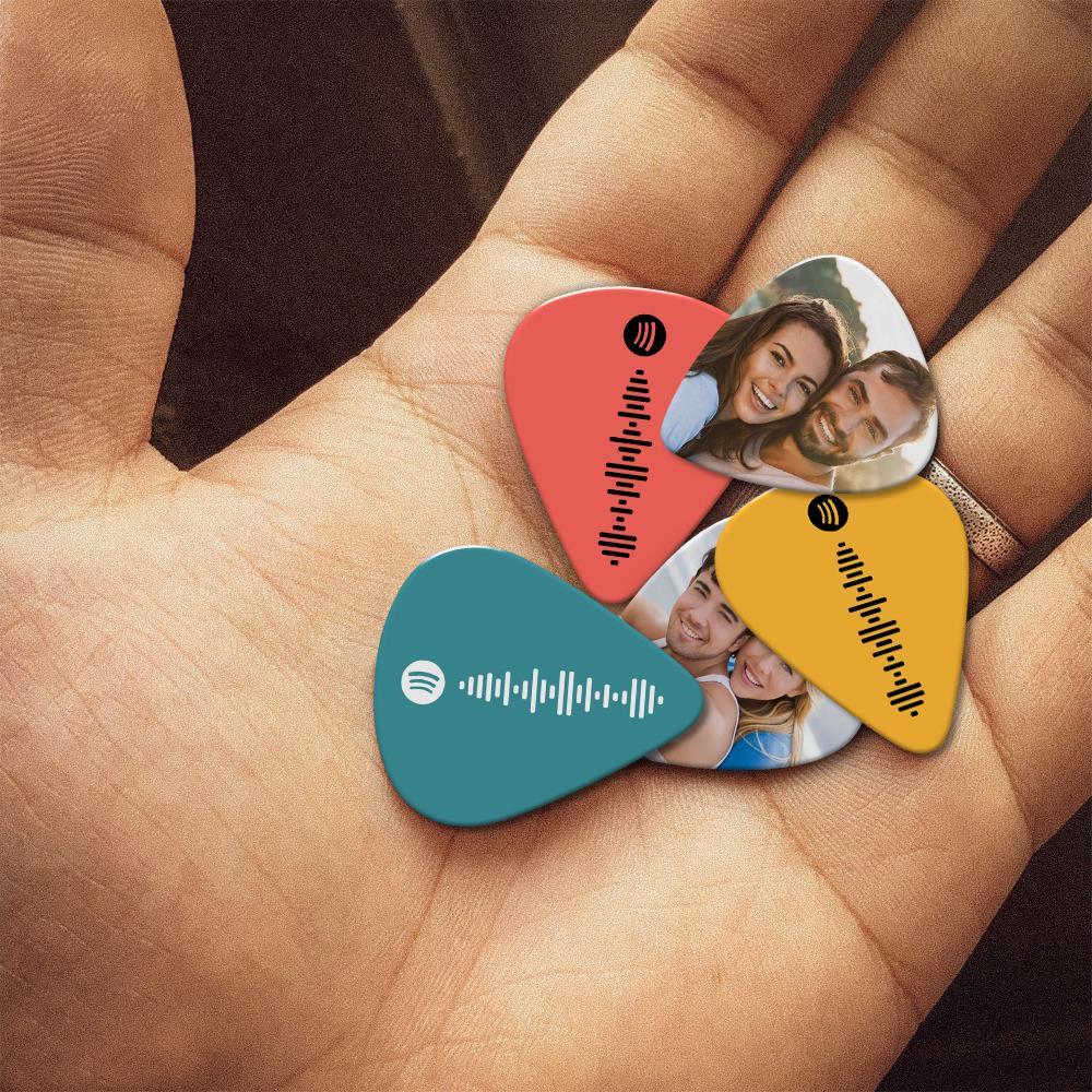 Customised Code Guitar Pick, Engraved Double-Sided Printed with Photo Guitar Pick Gifts 12Pcs Christmas Gifts