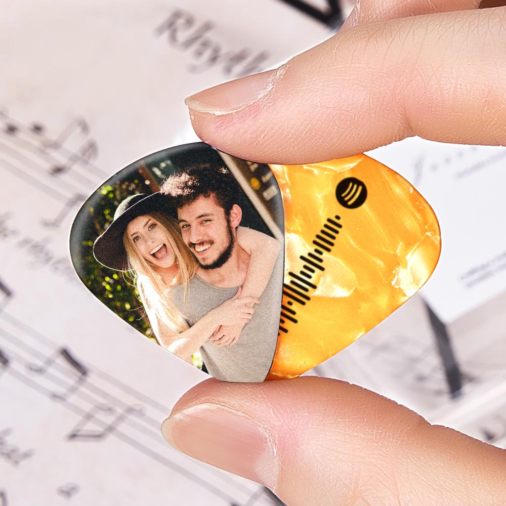 Personalised Photo Spotify Code Guitar Pick Engraved Double-Sided Printed with Photo Guitar Pick Gifts 6Pcs
