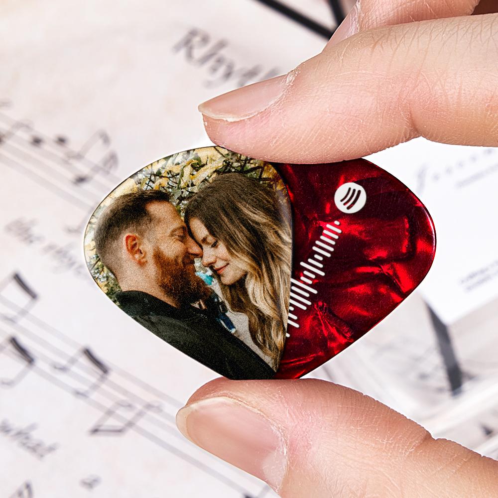 Personalised Photo Spotify Code Guitar Pick Engraved Double-Sided Printed with Photo Guitar Pick Gifts 6Pcs
