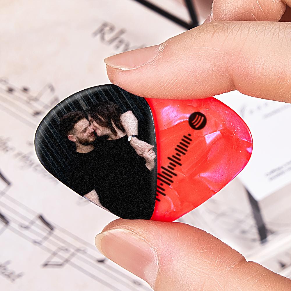 Personalised Photo Spotify Code Guitar Pick Engraved Double-Sided Printed with Photo Guitar Pick Gifts 6Pcs