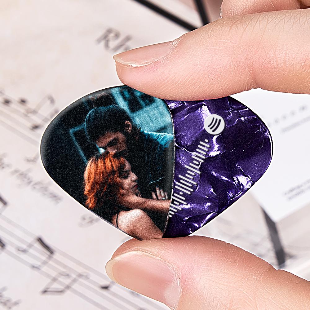 Personalised Photo Spotify Code Guitar Pick Engraved Double-Sided Printed with Photo Guitar Pick Gifts 6Pcs
