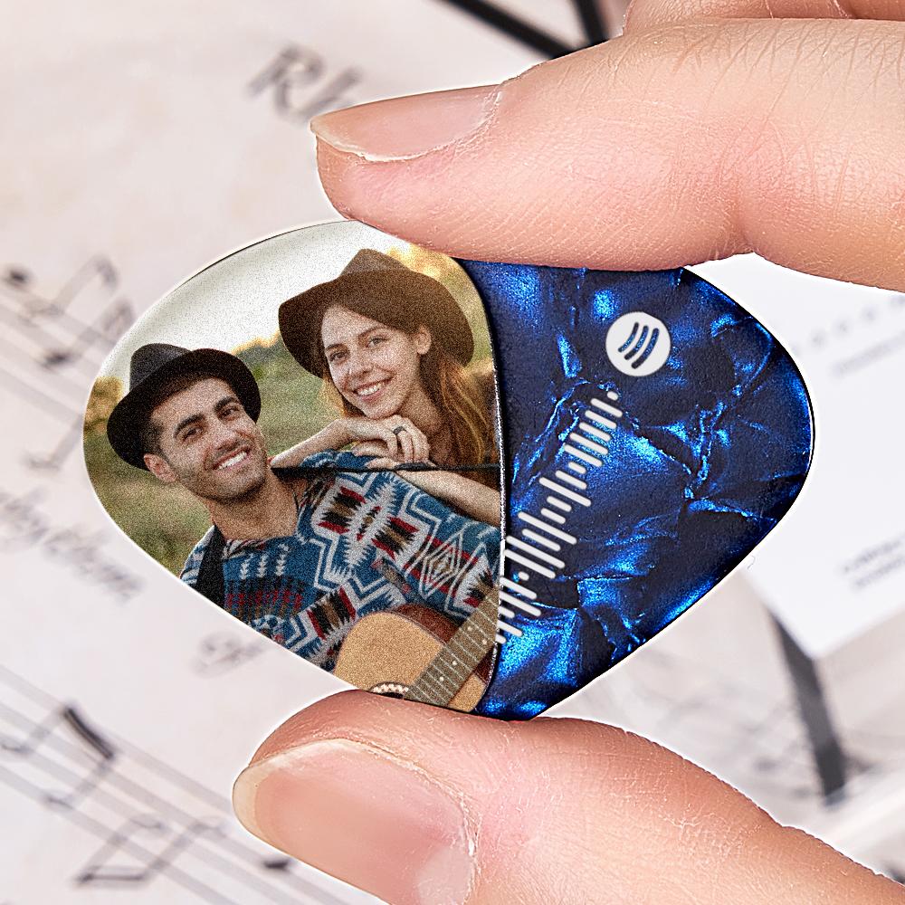 Personalised Photo Spotify Code Guitar Pick Engraved Double-Sided Printed with Photo Guitar Pick Gifts 6Pcs