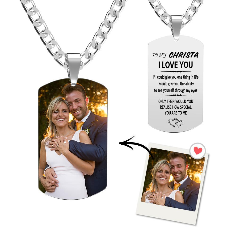 Engraving Tag Necklace Photo Necklace Gifts for Girlfriend Anniversary Unique Design Gifts
