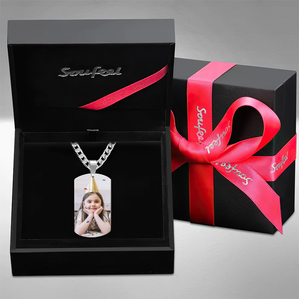 Custom Photo Necklace With Words Photo And Date Perfect Gift For Loved Ones On Birthday