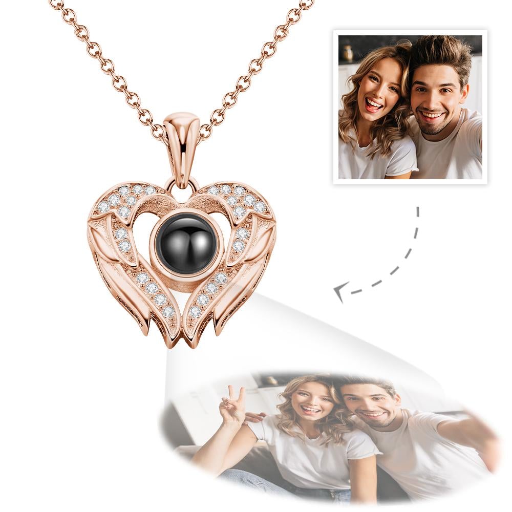 Personalised Angel Wings Photo Projection Necklace